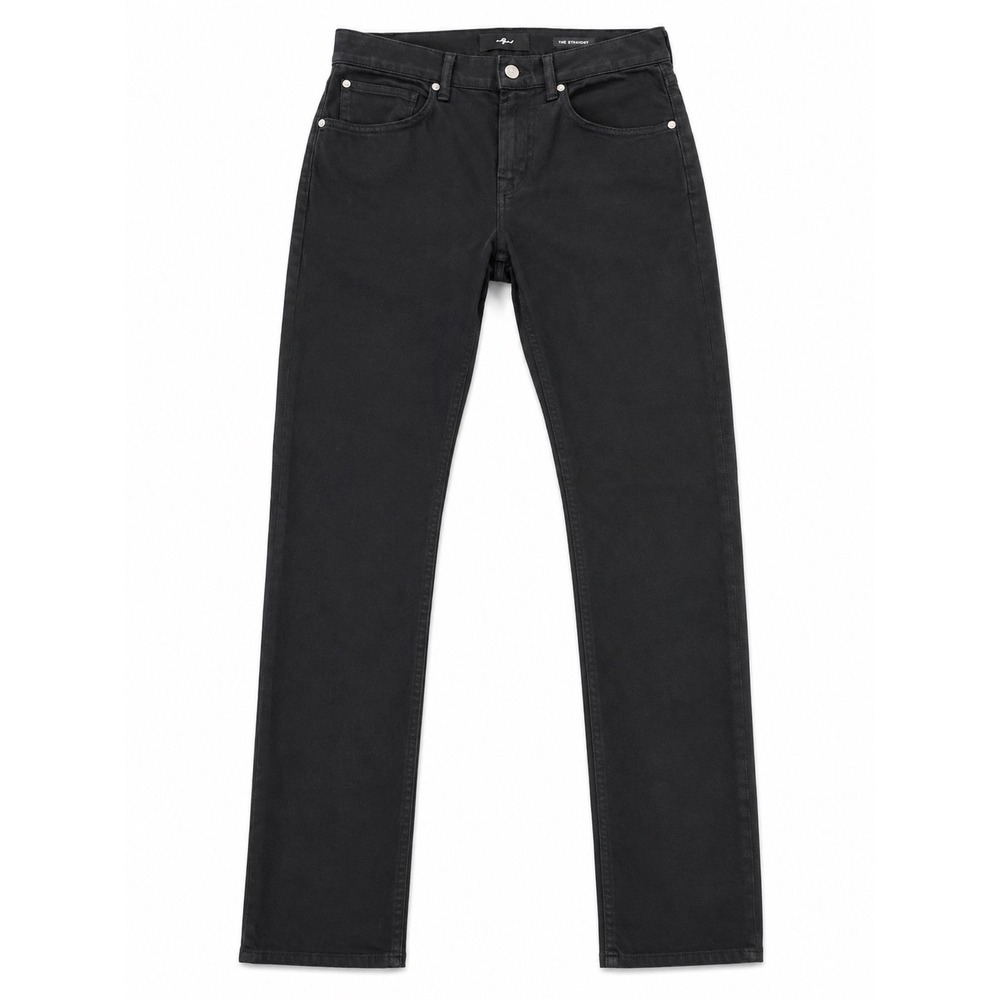 7 For All Mankind Luxe Performance Straight Sateen Black‎ Jeans 29x34 NWT